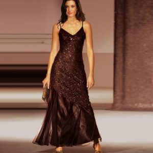 فساتين سهرة بني اللون موضة 2016 ماركات فرنسية من زارا